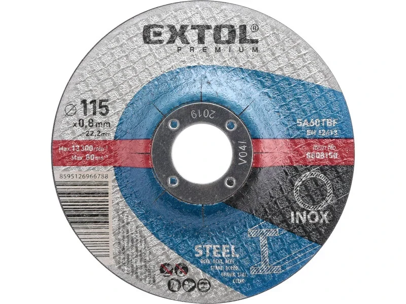Kotúč rezný na oceľ a antikoro, 115x0,8mm, EXTOL PREMIUM